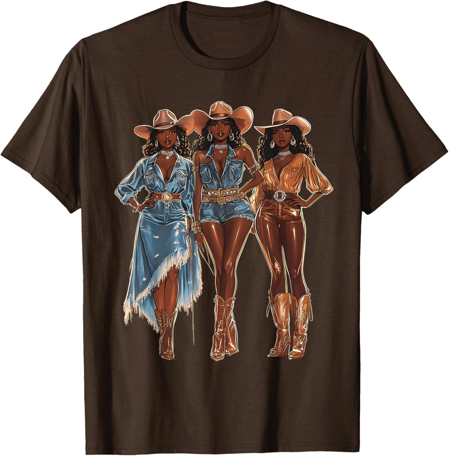 Black African American Cowgirl Western Country Texas Rodeo T-Shirt