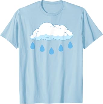 White Clouds Rain Drop Cloud Rain Costume T-Shirt