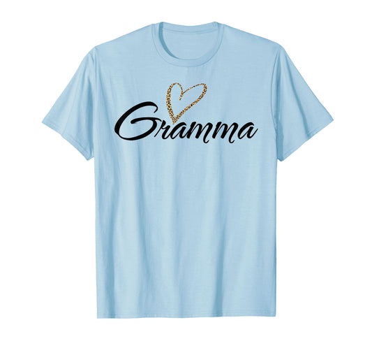 Gramma with Leopard Print Heart Fun Aunt Grandma Mom Gift T-Shirt