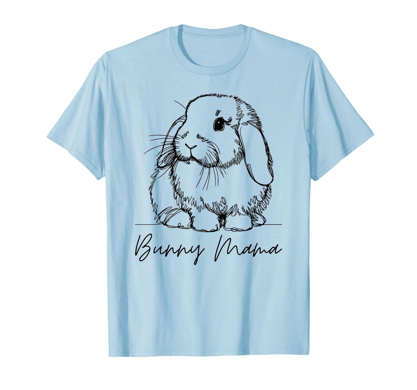 Bunny Mama Holland Lop Mom Cute Lop Rabbit Line Art T-Shirt