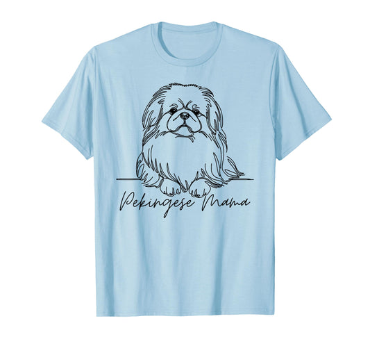 Pekingese Mama Pekingese Mom Cute Line Art Dog Artistic T-Shirt