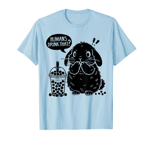 Holland Lop Rabbit and Boba Tea Funny Bunny Bubble Tea Lover T-Shirt
