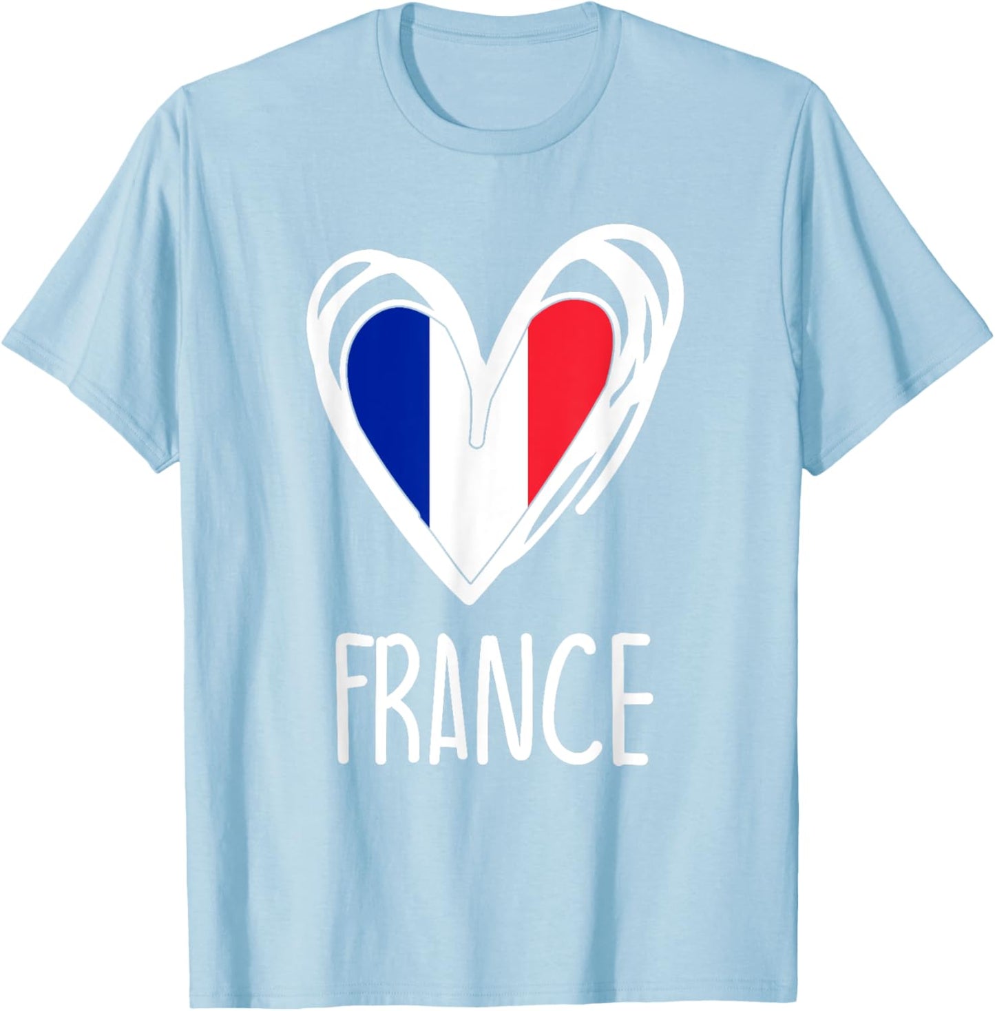 Patriotic France Pride Cute Heart French Flag Kids Girls T-Shirt