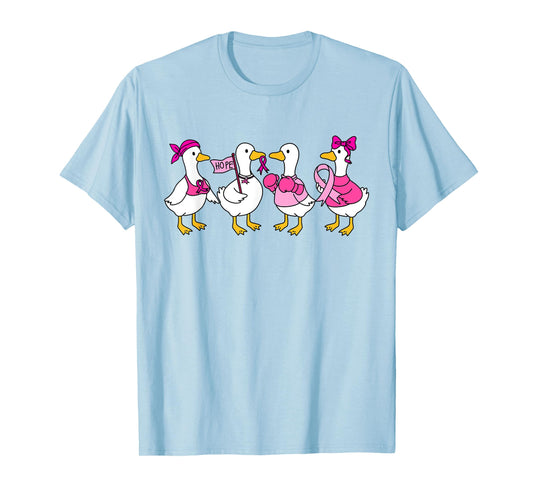 Breast Cancer Awareness in October We Wear Pink Goose Bow T-Shirt
