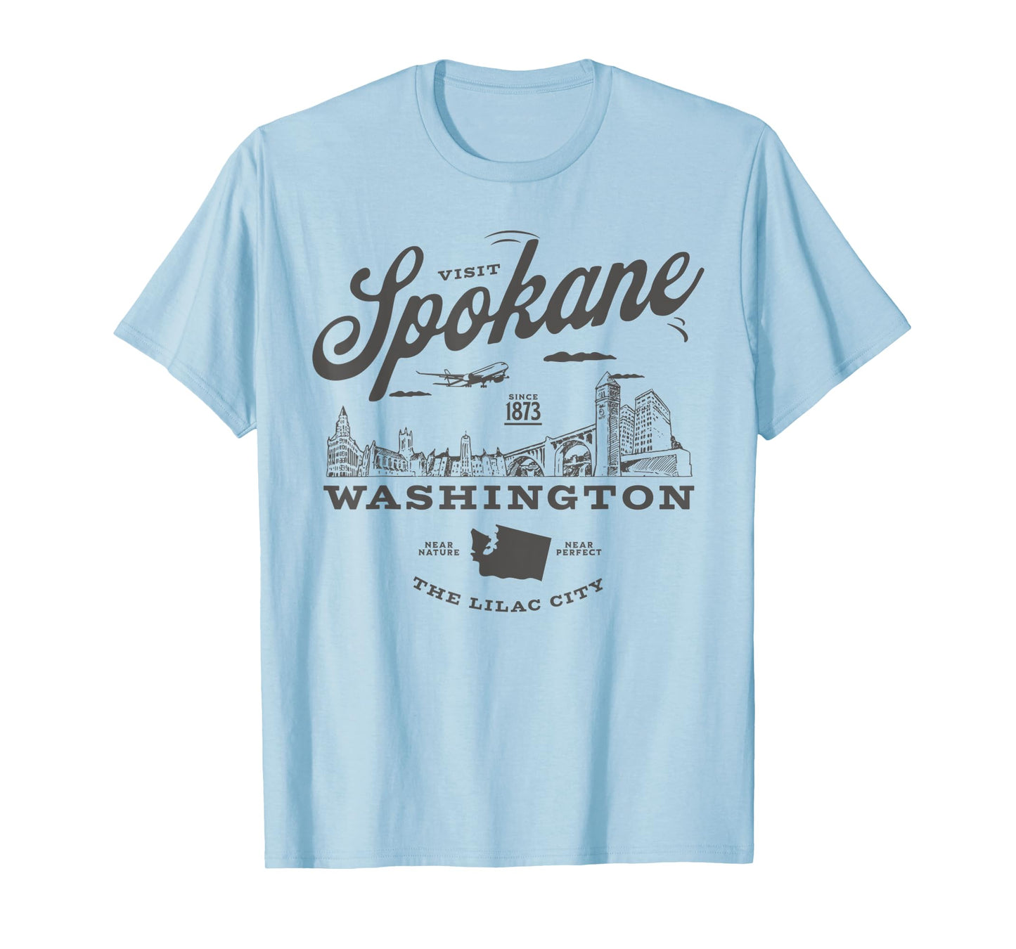 Visit Spokane Washington Since 1873 Vintage Skyline T-Shirt