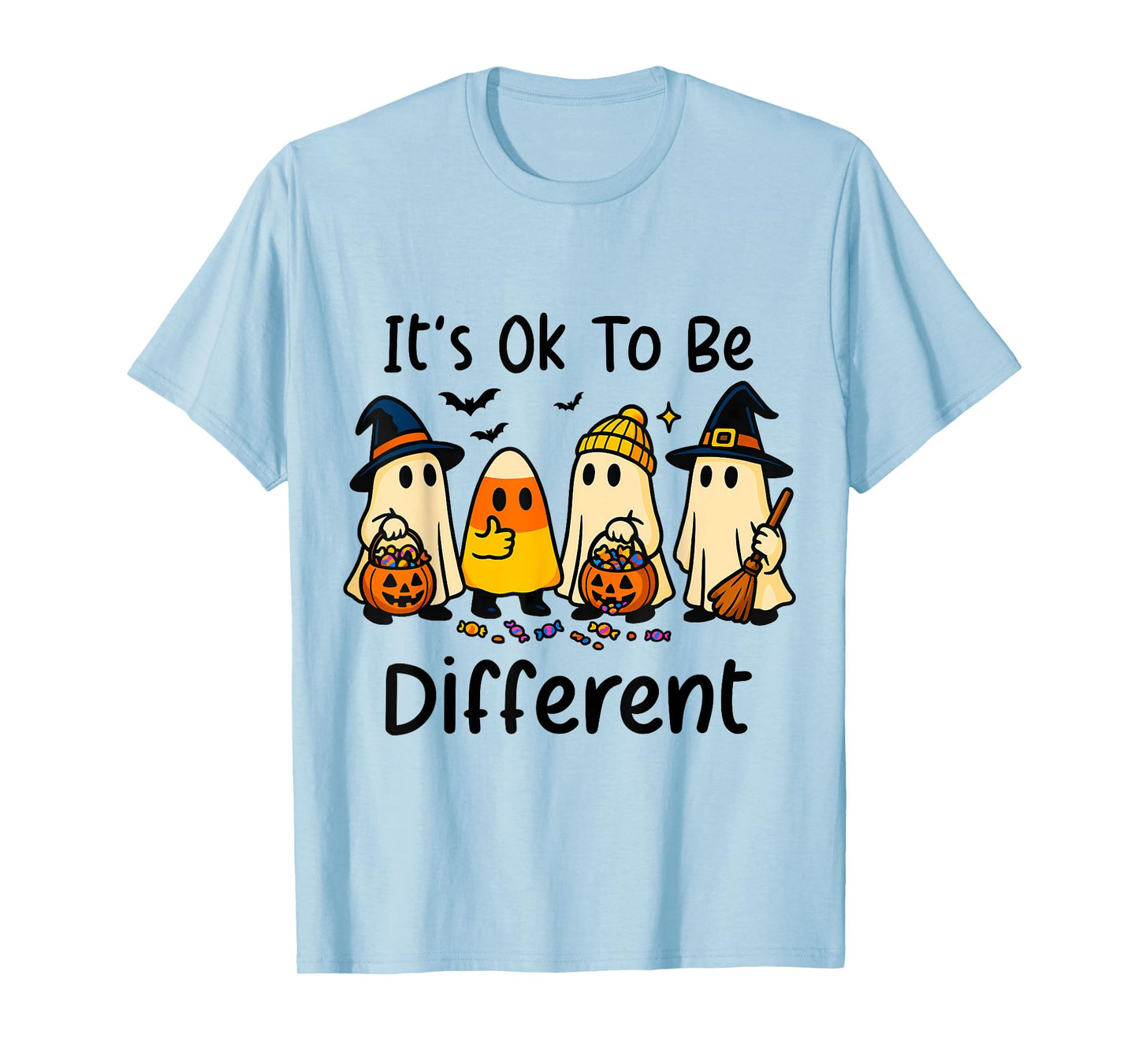 Halloween Candy Corn Ghost Its Ok to Be Different Kids Girl T-Shirt