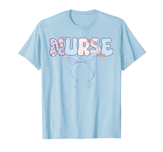 Nurse Coquette Bow Floral Nurse Life Nursing Healthcare T-Shirt