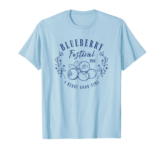 Blueberry Festival Vintage Lineart Illustration Blueberries T-Shirt