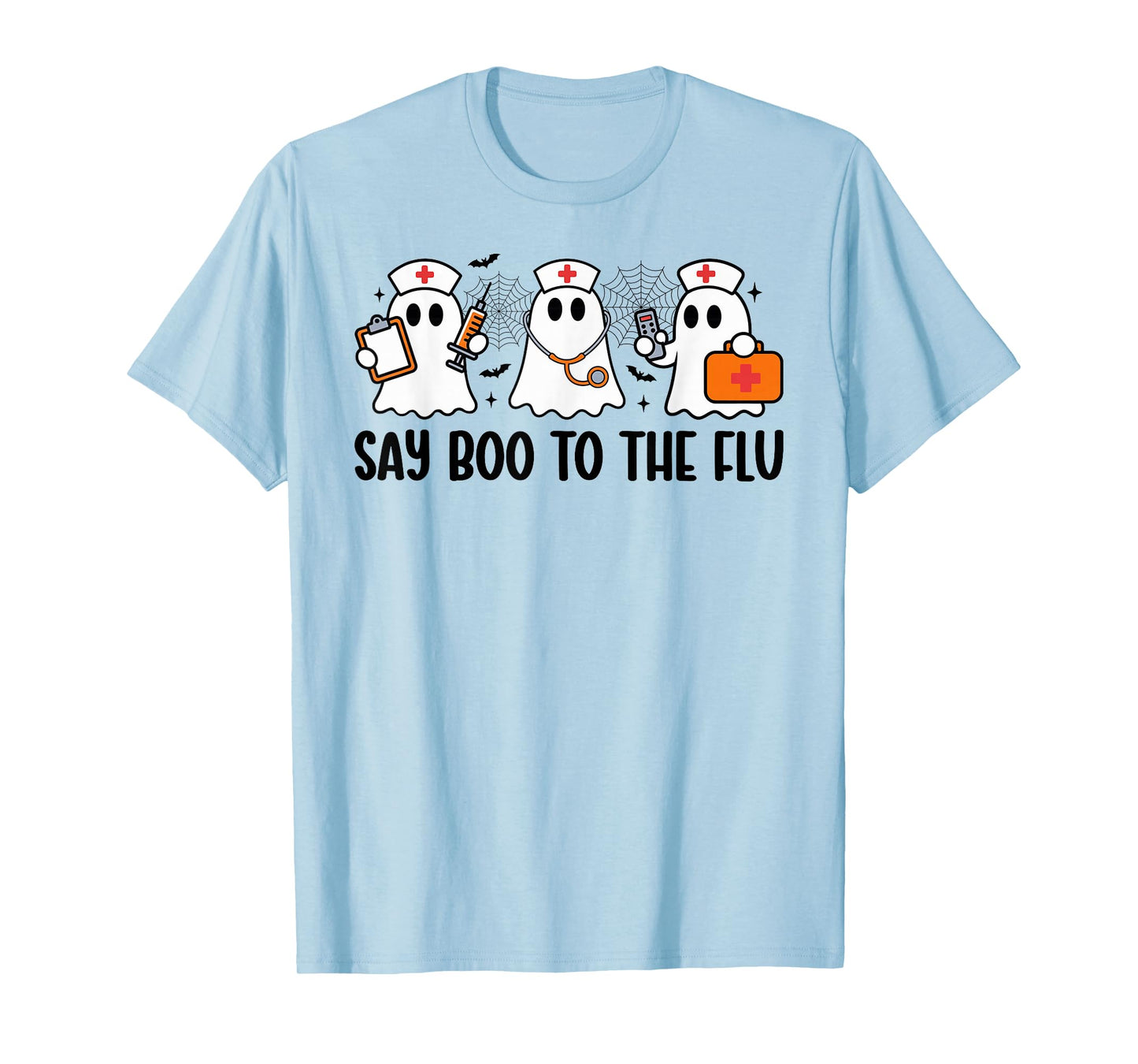 Funny Nurse Ghost Halloween Vaccine Say Boo to The Flu T-Shirt