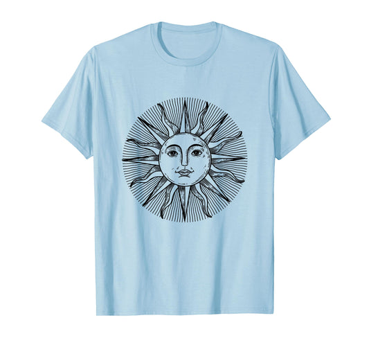 Vintage 70s Sun Face Drawing Art Sun With Face Symbol T-Shirt