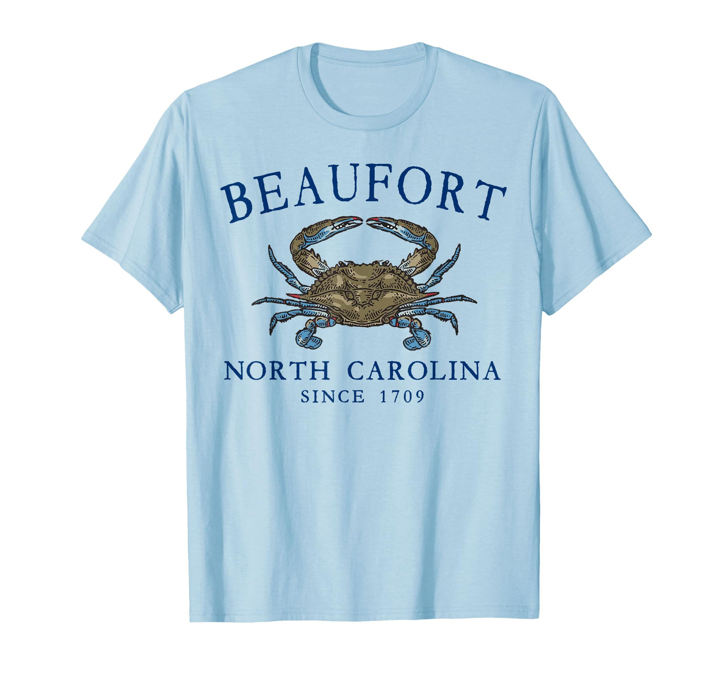 Beaufort North Carolina Blue Crab Since 1709 Navy Blue T-Shirt