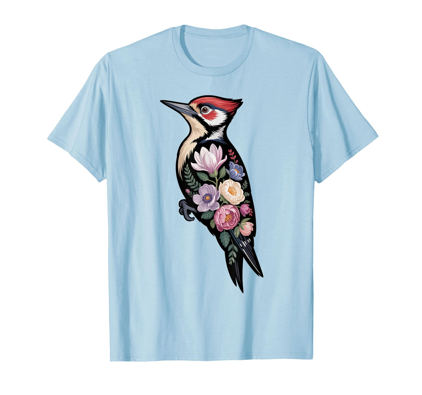 Floral Woodpecker Bird Lover Birding Enthusiasts Men Women T-Shirt