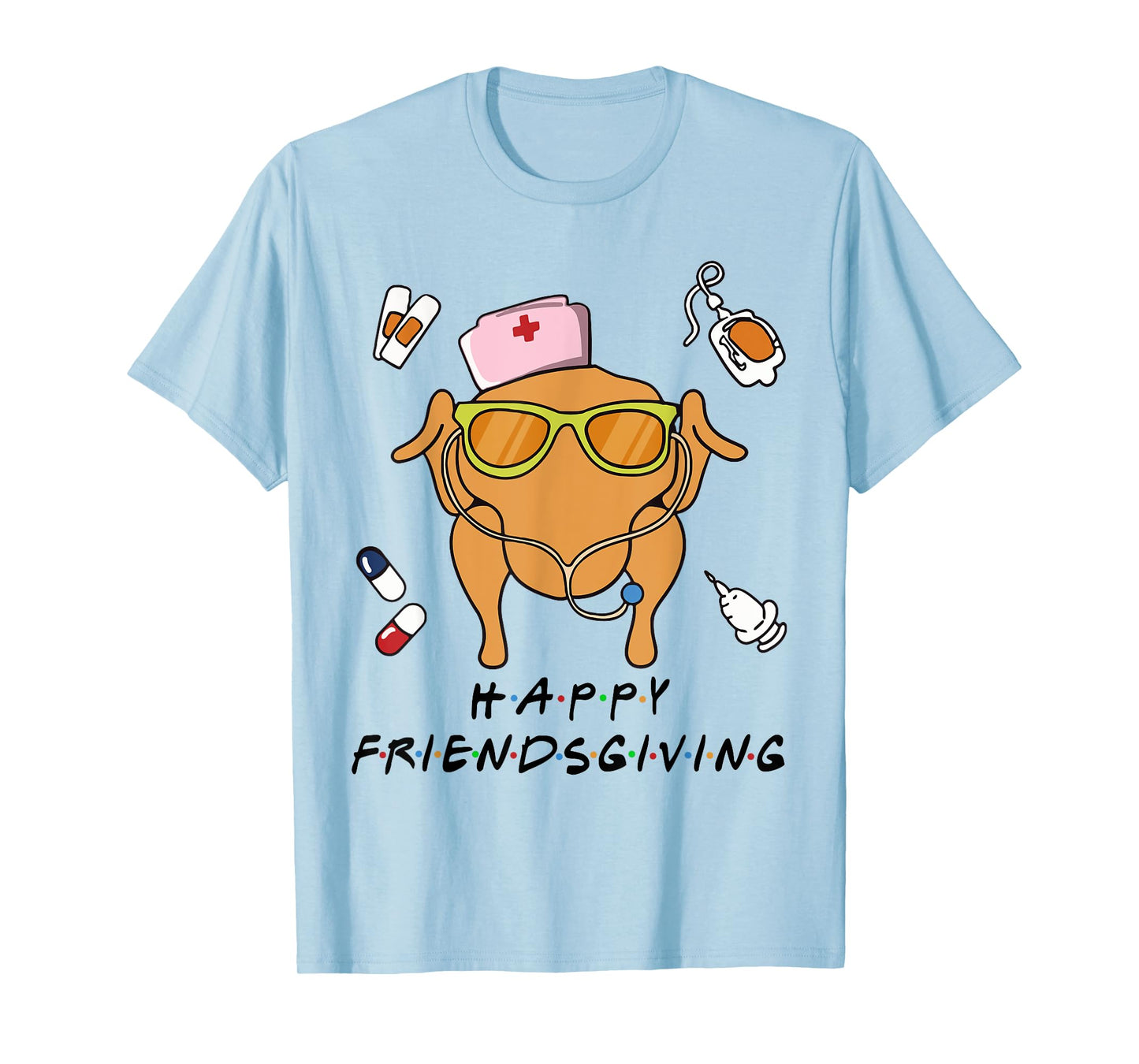Funny Turkey Nurse Happy Thanksgiving Fall Autumn Nurse Life T-Shirt
