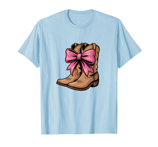 Cowboy Cowgirl Country Boots Pink Bow Kids Sweet T-Shirt