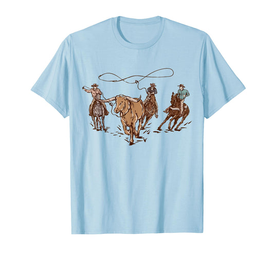 Vintage Cowboy Rodeo Bull Roping Western Country Ranching T-Shirt