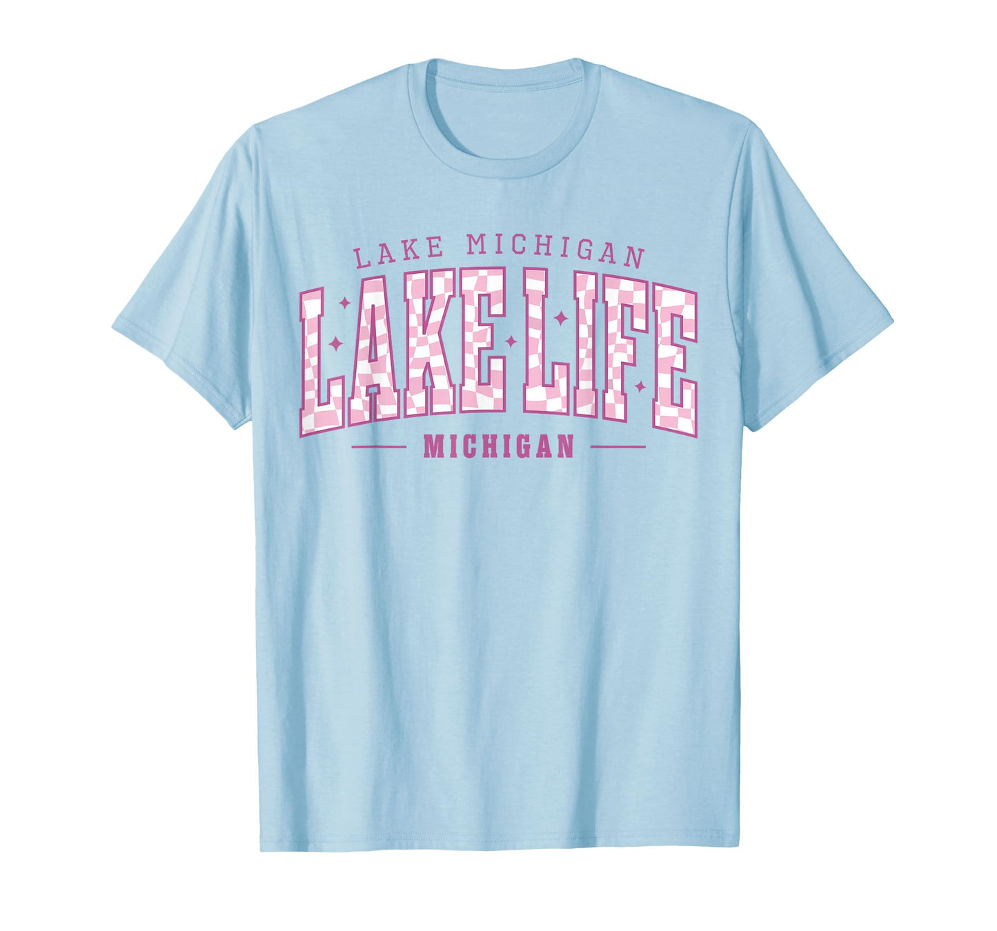Lake Life Checkerboard Michigan Lake Summer Vacation Babe T-Shirt
