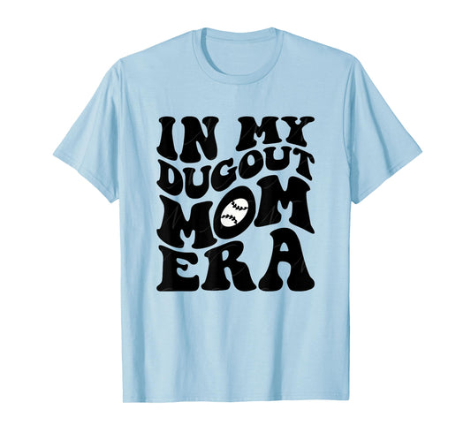 Groovy In My Dugout Mom Era Funny Baseball Mother's Day T-Shirt