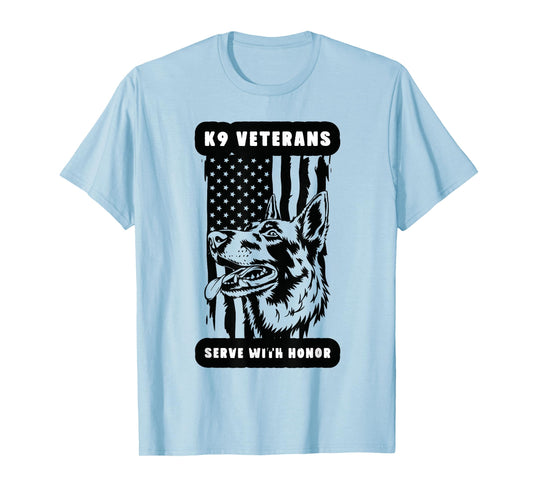 K9 Veteran Military Working Dog USA US Flag K9 Veterans Day T-Shirt