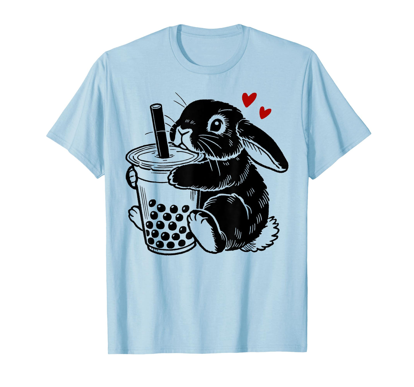 Holland Lop Rabbit Loves Boba Tea Bunny & Bubble Tea Lovers T-Shirt