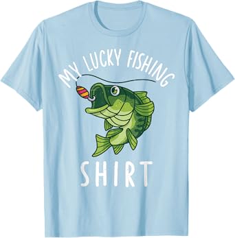 Kids My Lucky Fishing-Shirt Boy Bass Fish Funny Graphic Tees T-Shirt