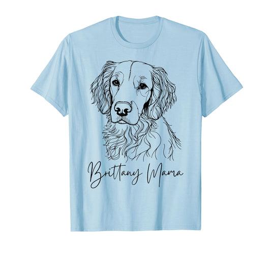 Brittany Mama Brittany Spaniel Mom Cute Dog Line Art T-Shirt