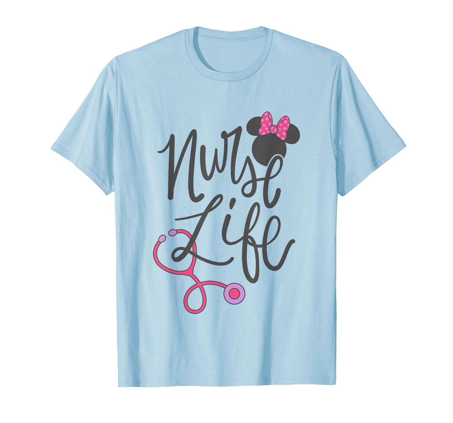 Disney Minnie Mouse Nurse Life Big Chest Text Logo T-Shirt