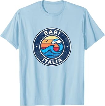 Bari Italy Vintage Nautical Waves Design T-Shirt