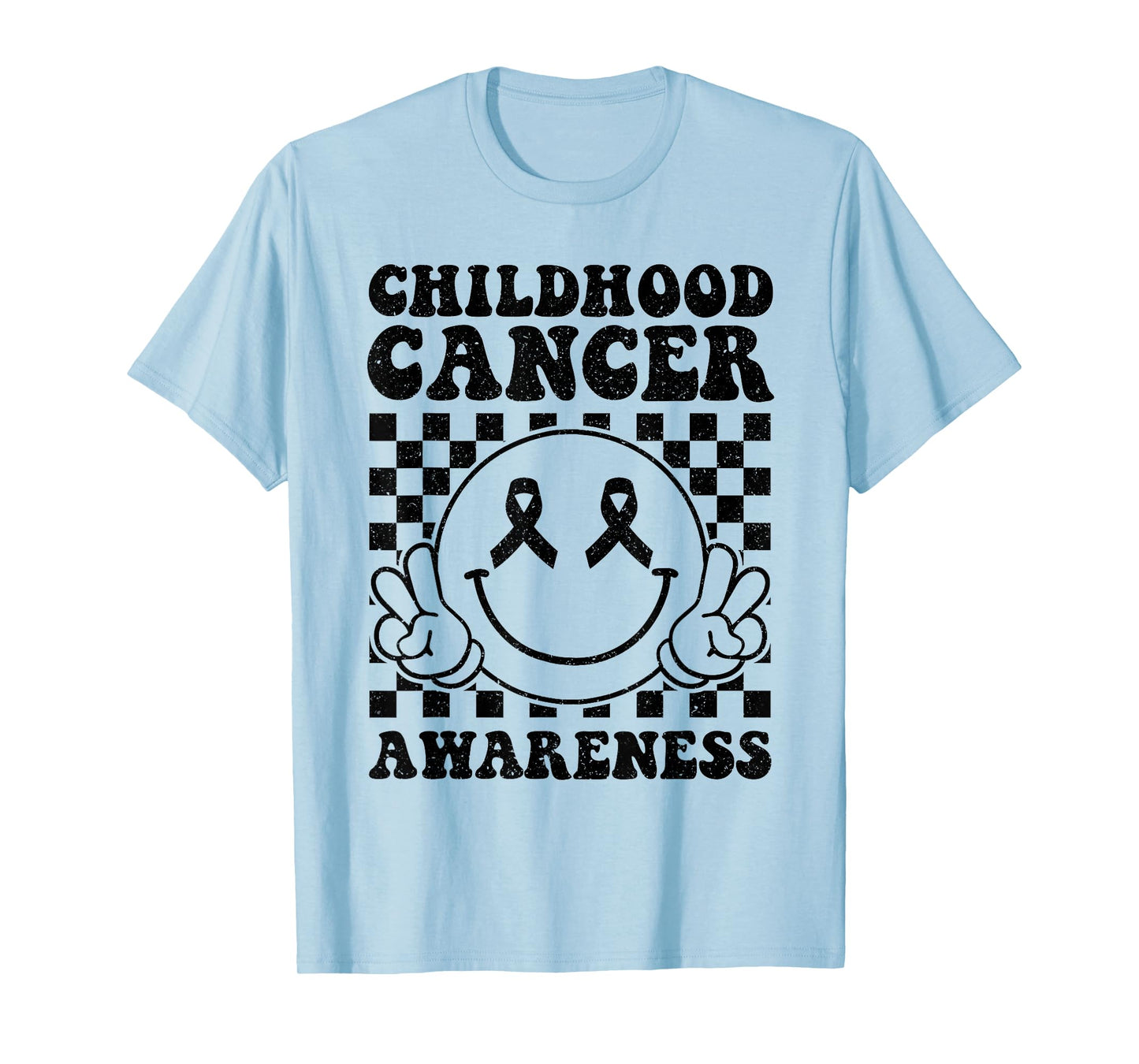 Support Childhood Cancer Awareness Smile Face Gold Ribbon T-Shirt