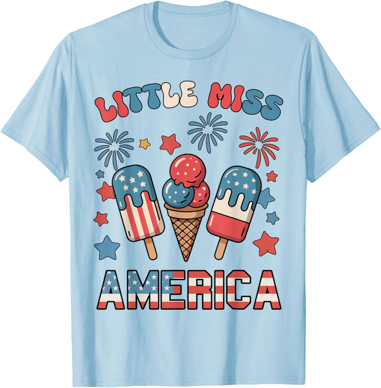 Toddler Girl Little Miss America 4th July Popsicle Patriotic T-Shirt