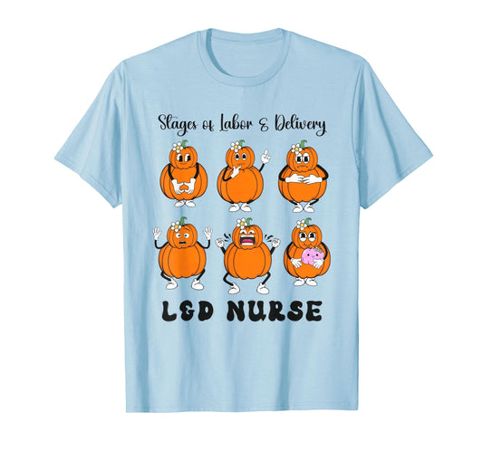 Women Stage Of Labor And Delivery Nurse Halloween Pumpkins T-Shirt