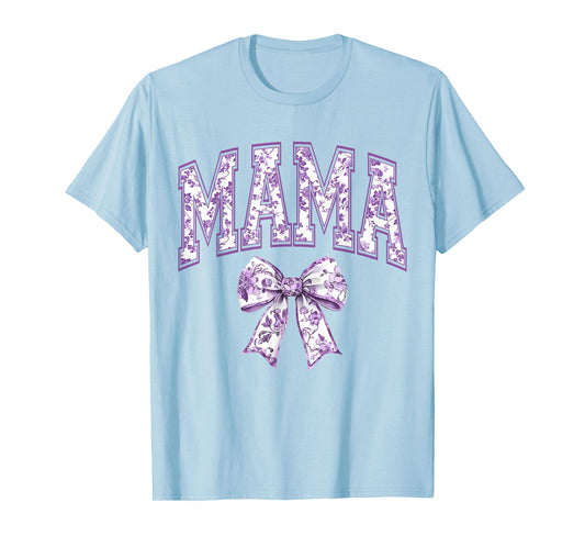 Groovy Mama Coquette Bow Purple Floral Mother's Day Mom Life T-Shirt
