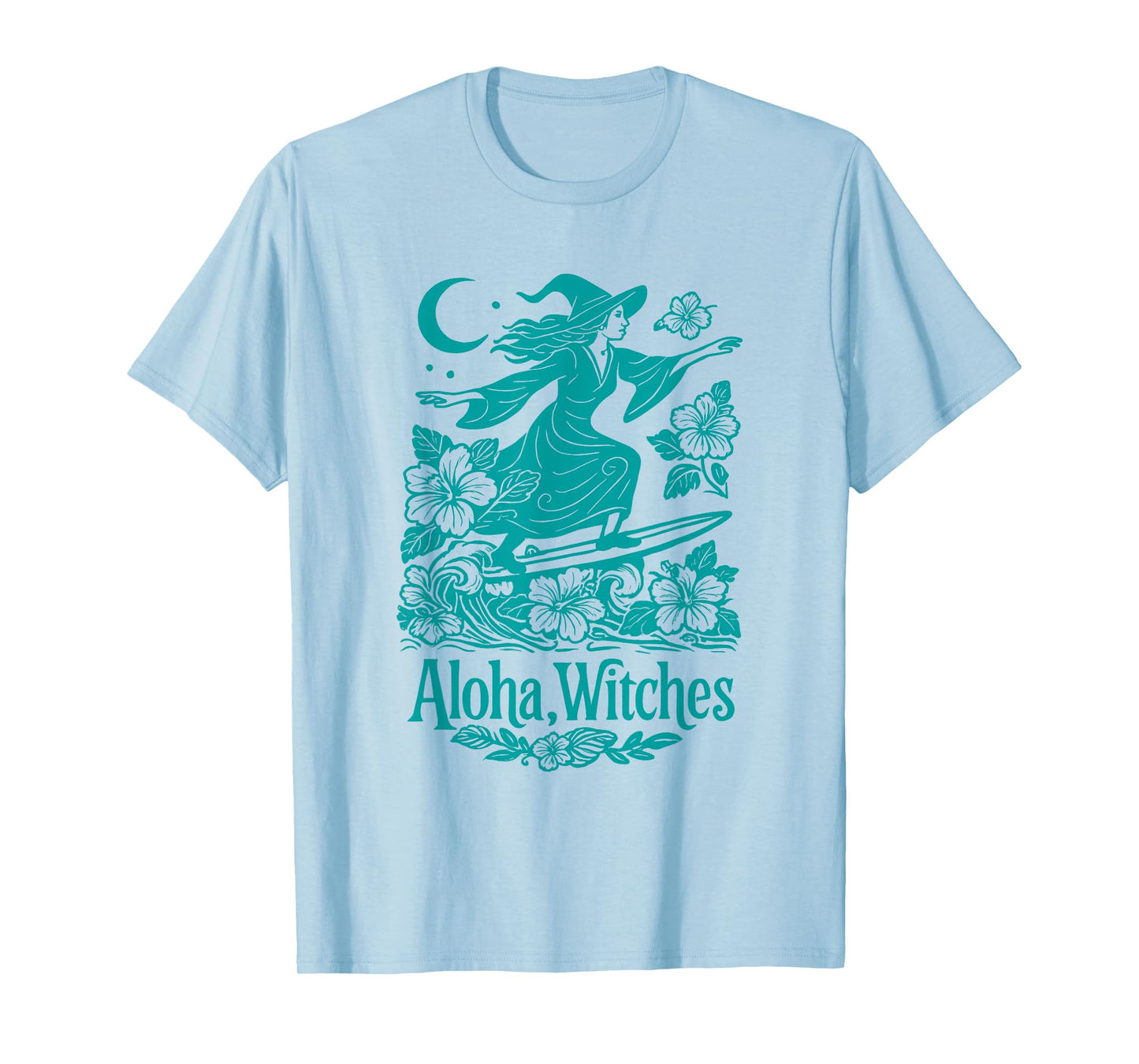 Aloha Witches Surfing Witch Hawaii Halloween Tropical T-Shirt