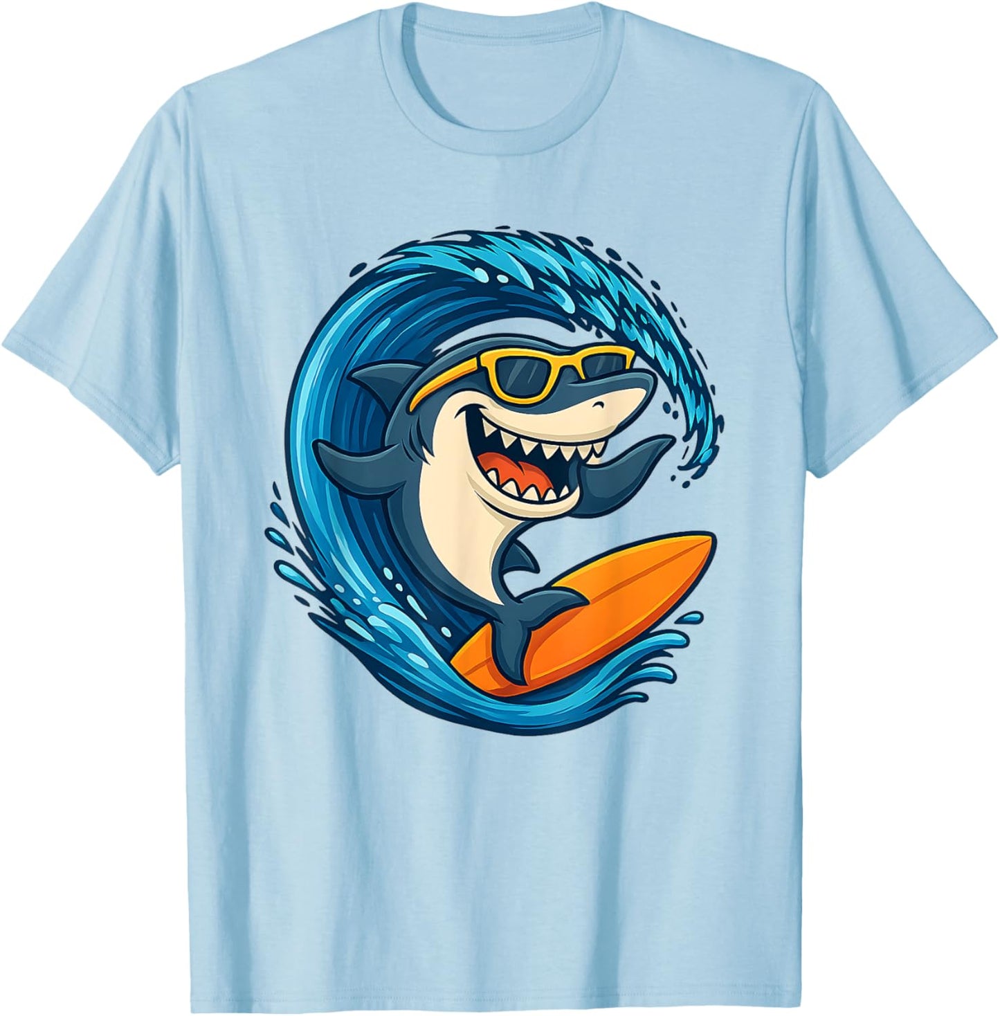 Surfing Shark Cute Sea Animal Cool For Girl And Boy T-Shirt