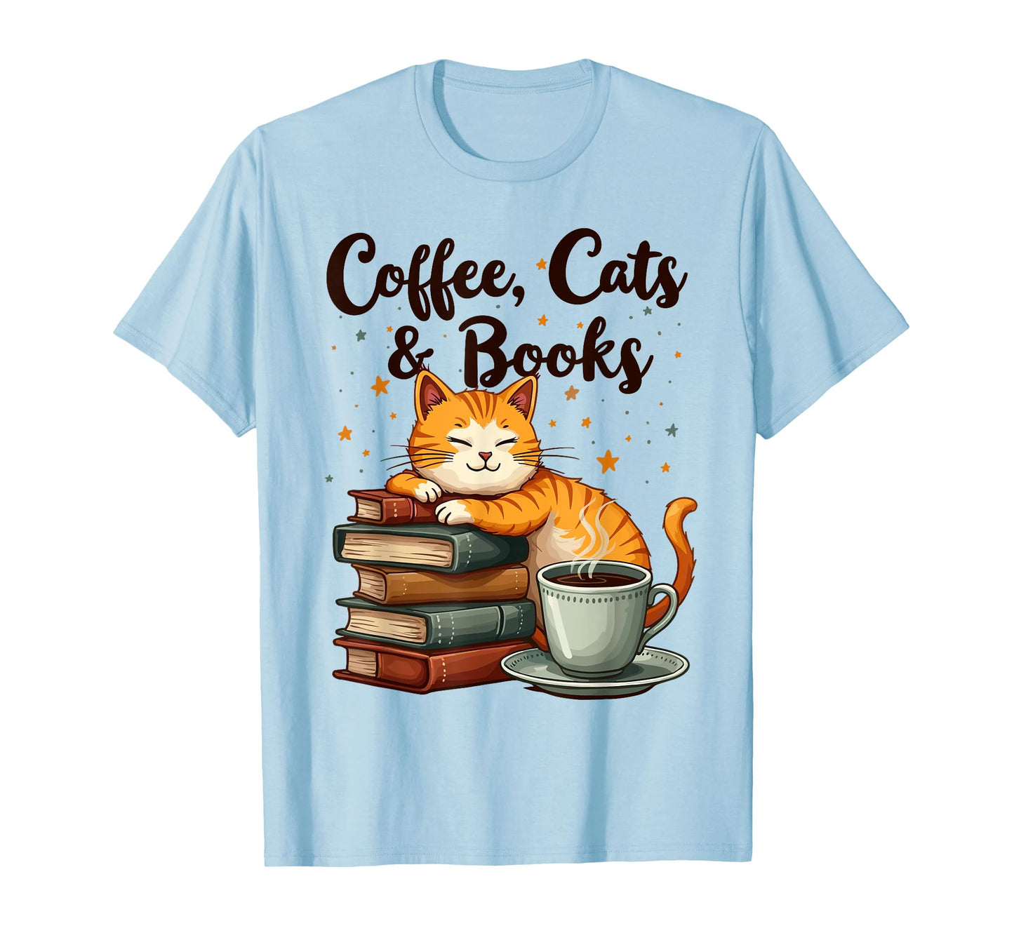 Coffee Cats And Books Lover, For Women & Girls, Funny Coffee T-Shirt