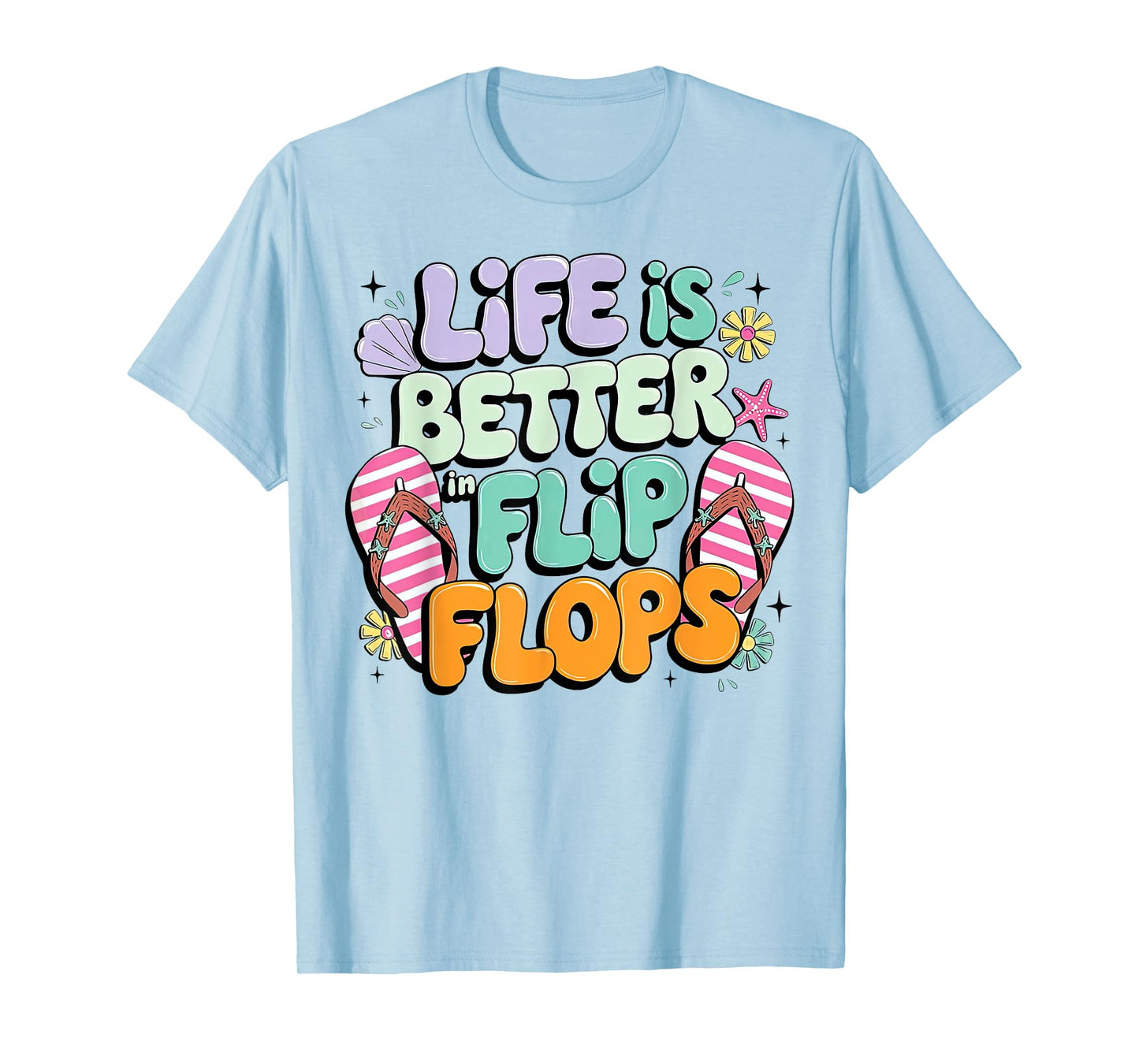 Life Is Better In Flip Flops Retro Summer Beach Girls Womans T-Shirt