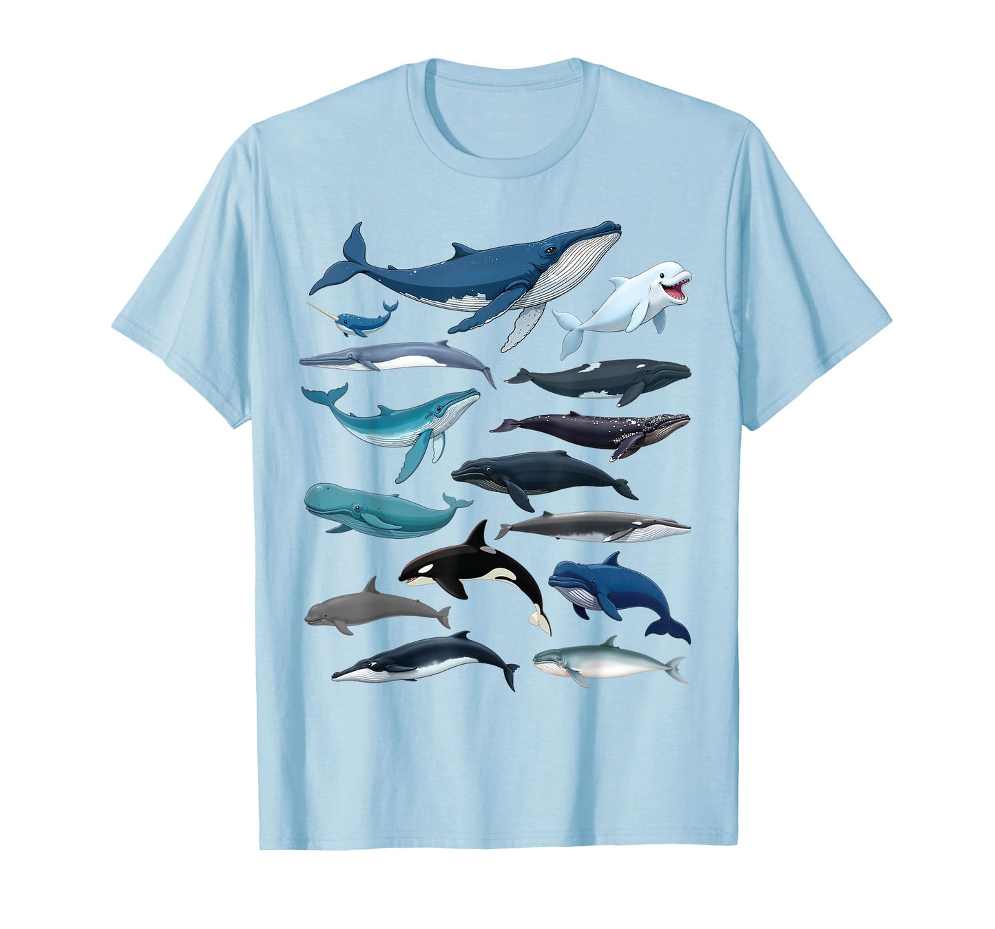Types of Whales Educational Marine Life Enthusiast Biologist T-Shirt
