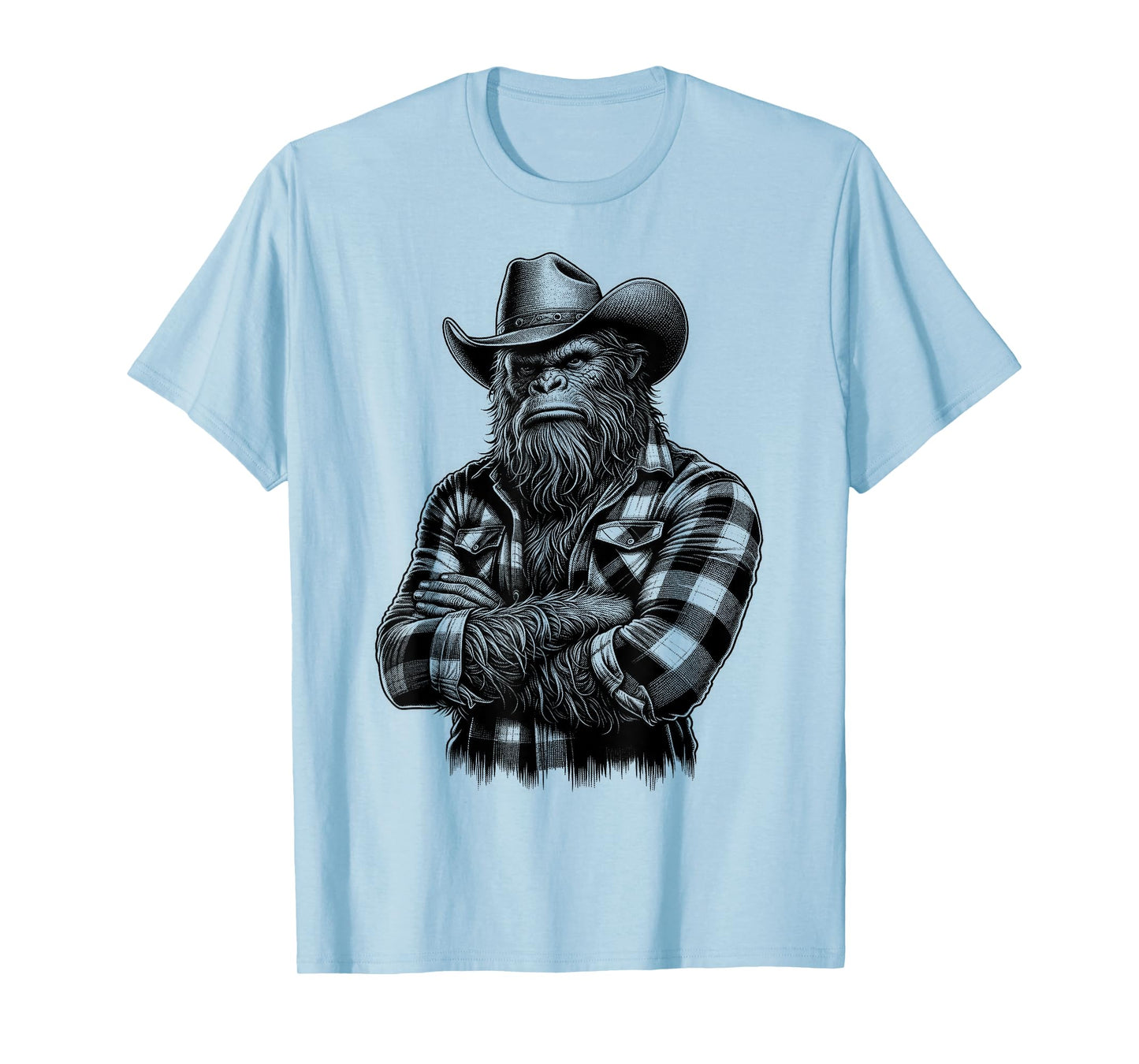 Bigfoot Sasquatch Funny Vintage Cowboy Cryptid Graphic Myth T-Shirt