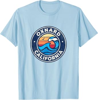 Oxnard California CA Vintage Nautical Waves Design T-Shirt