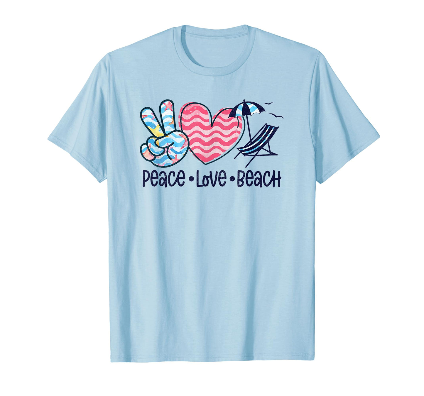 Peace Love Beach Fun Summer Vibes Design T-Shirt