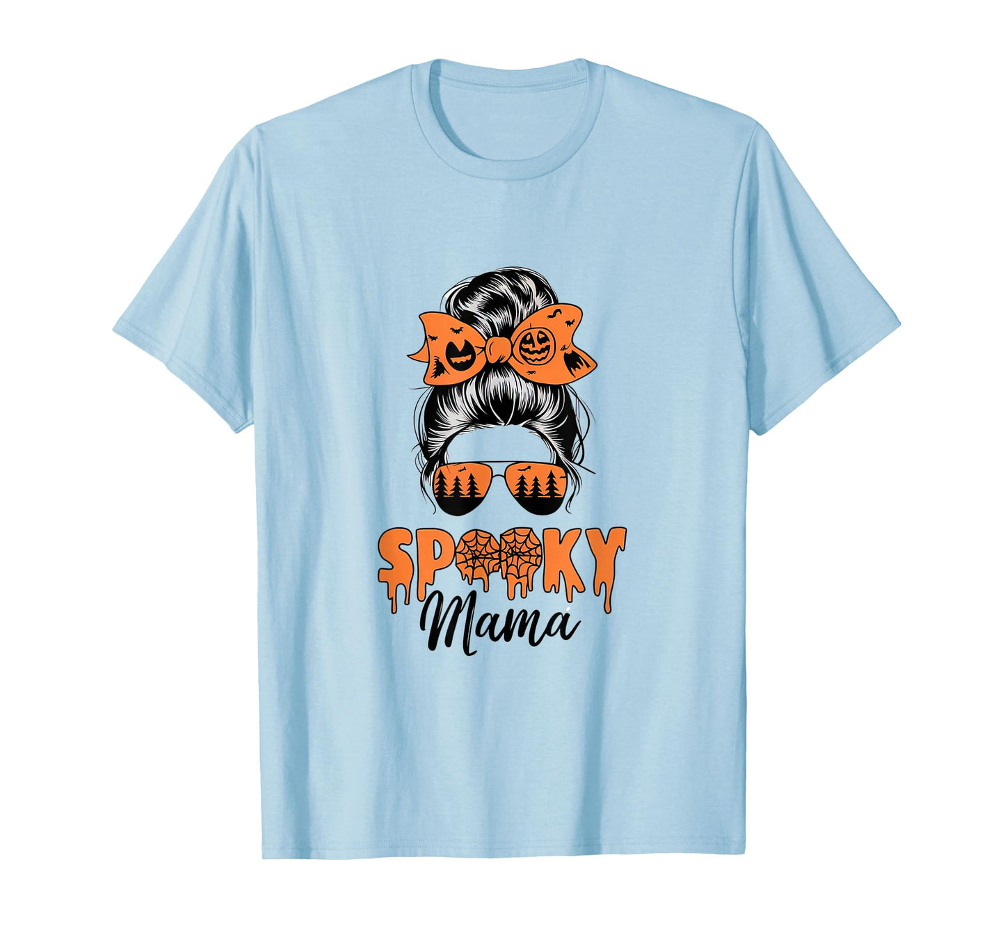 Spooky Mama Mommy Halloween Mom Life Messy Bun T-Shirt