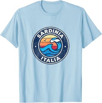 Sardinia Italy Vintage Nautical Waves Design T-Shirt