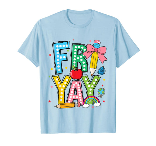 Happy Friyay Coquette Bow Friday Weekend Teacher Girls Kids T-Shirt