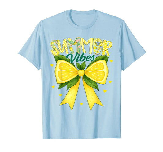 Cute Lemon Tropical Fruits Coquette Bows Summer Vibes Girl T-Shirt