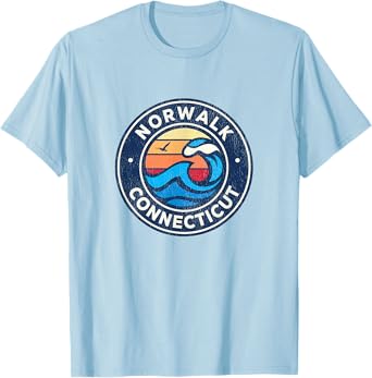 Norwalk Connecticut CT Vintage Nautical Waves Design T-Shirt
