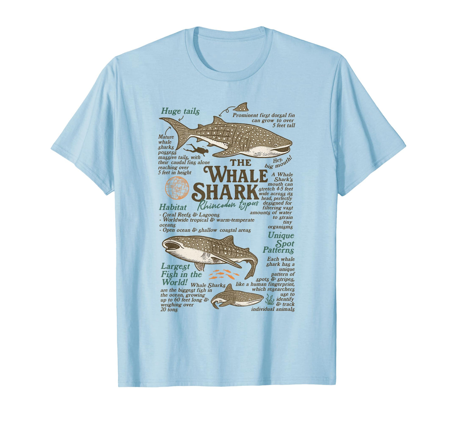 Whale Shark Anatomy Ocean Sea Animal Ocean Exploring Lover T-Shirt