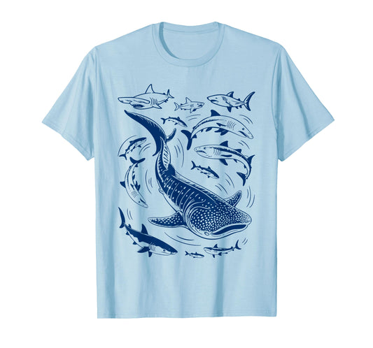 Retro Ocean Wildlife Whale Shark Hammerhead Sharks Lover T-Shirt