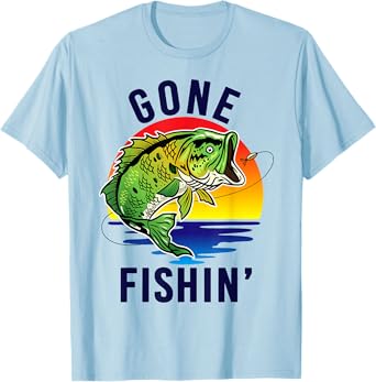 Gone Fishing-Shirt Youth Boys Kids Toddler Funny Bass Fish T-Shirt