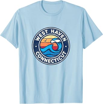 West Haven Connecticut CT Vintage Nautical Waves Design T-Shirt