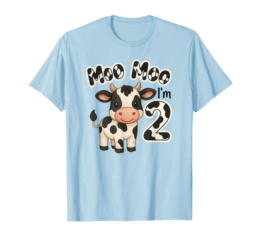 Moo Moo I'm Two 2nd Birthday Funny Cute Cow Sounds Toddler T-Shirt