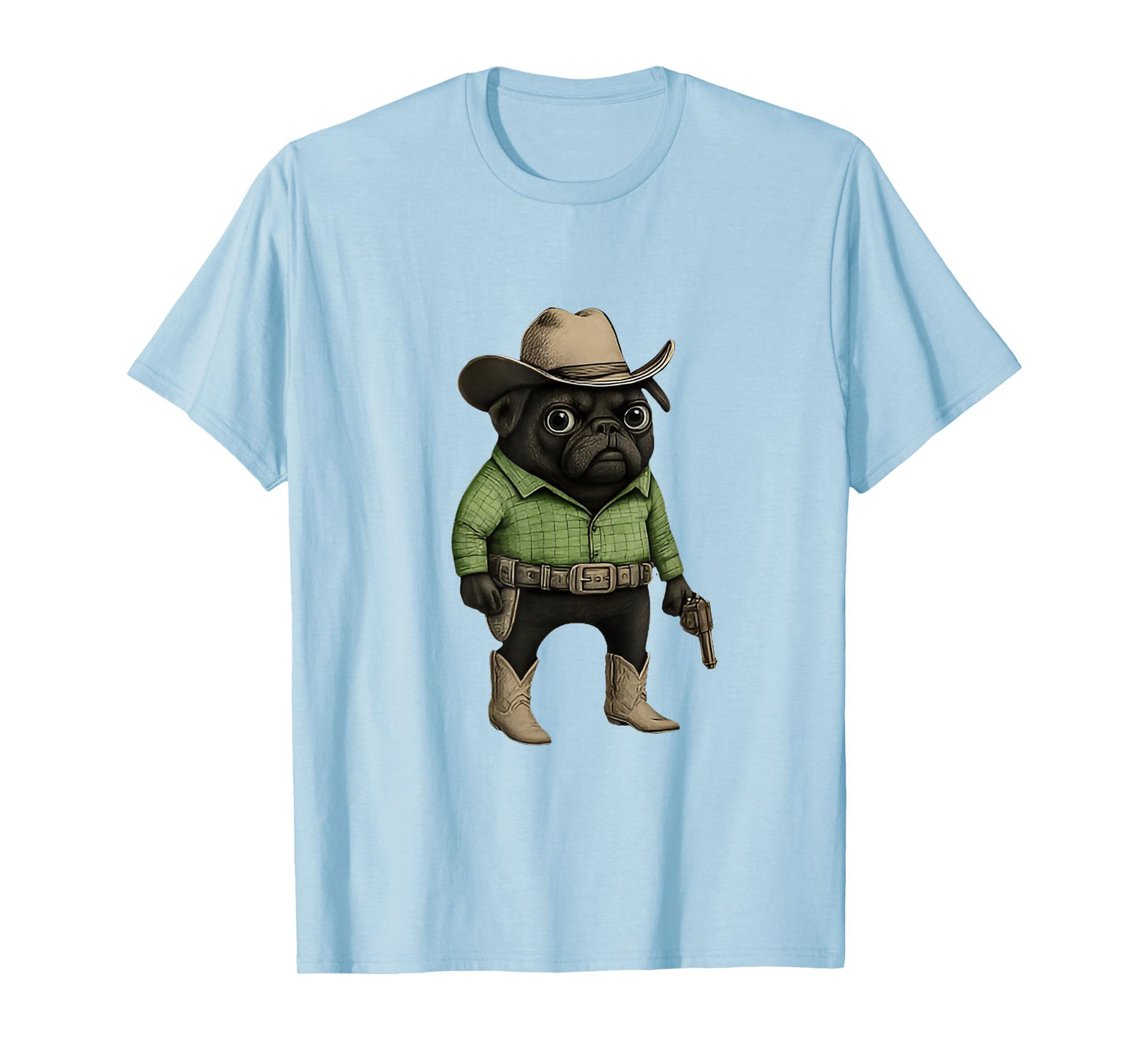 Funny Cowboy Pug Dog Western Costume Pug Cowboy Meme T-Shirt